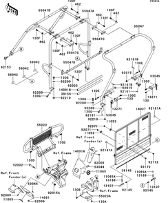 Guards/Cab Frame Diagram and Parts List for KAF950GDF 2013 Kawasaki Lawn Tractor Accessories