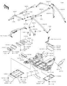 Guards/Cab Frame Diagram and Parts List for KRF1000ALF 2020 Kawasaki Lawn Tractor Accessories