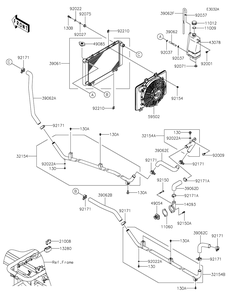 Radiator 2 Diagram and Parts List for KAF620WMFNN 2021 Kawasaki Lawn Tractor Accessories