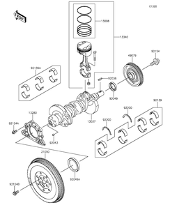Crankshaft/Piston Diagram and Parts List for KAF820FGF 2016 Kawasaki Lawn Tractor Accessories