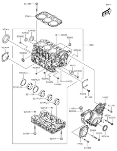 Crankcase Diagram and Parts List for KAF1000HJF 2018 Kawasaki Lawn Tractor Accessories