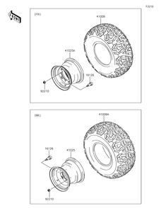 Wheels/Tires Diagram and Parts List for KAF400NHF 2017 Kawasaki Lawn Tractor Accessories
