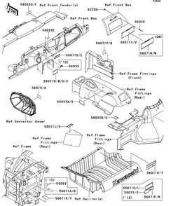 Labels Diagram and Parts List for KRT750ACF 2012 Kawasaki Lawn Tractor Accessories