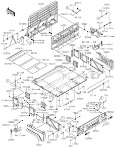 Carrier Diagram and Parts List for KAF1000JMFNN 2021 Kawasaki Lawn Tractor Accessories