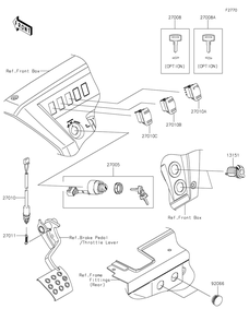 Ignition Switch Diagram and Parts List for KAF820BJF 2018 Kawasaki Lawn Tractor Accessories