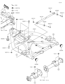 Swingarm Diagram and Parts List for KAF400HHF 2017 Kawasaki Lawn Tractor Accessories