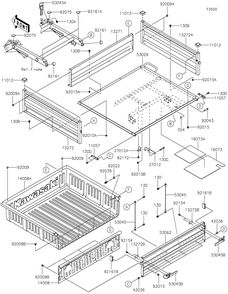 Carrier Diagram and Parts List for KAF400SMFNN 2021 Kawasaki Lawn Tractor Accessories