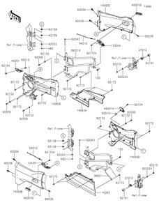 Front Door Diagram and Parts List for KRT1000BPFNL 2023 Kawasaki Lawn Tractor Accessories