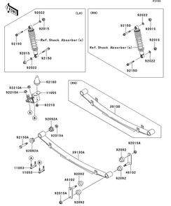 Rear Suspension Diagram and Parts List for KAF950GDF 2013 Kawasaki Lawn Tractor Accessories