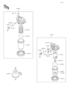 Fuel Filter Diagram and Parts List for KAF1000CKF 2019 Kawasaki Lawn Tractor Accessories