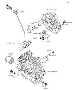 Oil Pump/Oil Filter Diagram and Parts List for KAF400BGF 2016 Kawasaki Lawn Tractor Accessories