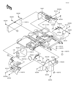 Frame Fittings-Rear Diagram and Parts List for KAF400EGF 2016 Kawasaki Lawn Tractor Accessories