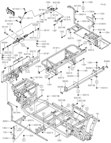 Frame Diagram and Parts List for KAF1000AMFNN 2021 Kawasaki Lawn Tractor Accessories