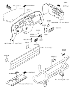 Labels Diagram and Parts List for KAF400DFF 2015 Kawasaki Lawn Tractor Accessories