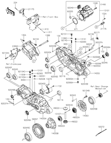 Gear Box Diagram and Parts List for KAF820AJF 2018 Kawasaki Lawn Tractor Accessories