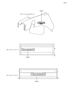 Decals Diagram and Parts List for KAF400JKF 2019 Kawasaki Lawn Tractor Accessories