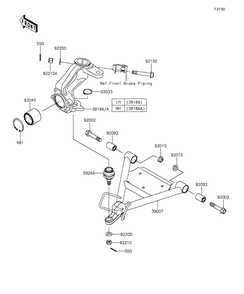 Suspension Diagram and Parts List for KAF400AGF 2016 Kawasaki Lawn Tractor Accessories
