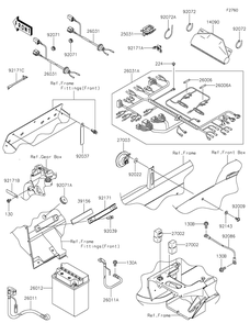 Chassis Electrical Equipment Diagram and Parts List for KAF400GGF 2016 Kawasaki Lawn Tractor Accessories