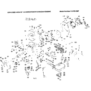 Engine Breakdown Diagram and Parts List for FA76D-3MP  Kawasaki Generator