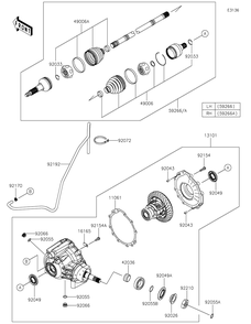 Drive Shaft-Front Diagram and Parts List for KAF820BMFNL 2021 Kawasaki Lawn Tractor Accessories