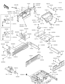 Frame Fittings Diagram and Parts List for KAF620SKF 2019 Kawasaki Lawn Tractor Accessories