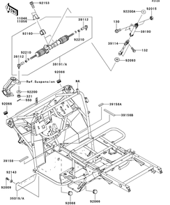 Frame Diagram and Parts List for KAF400BEF 2014 Kawasaki Lawn Tractor Accessories