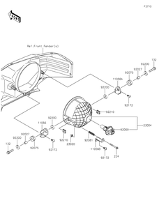 Headlight Diagram and Parts List for KAF1000EMFNN 2021 Kawasaki Lawn Tractor Accessories