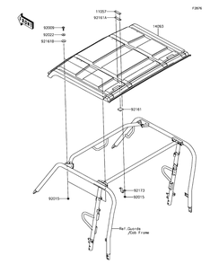 Sun Top Diagram and Parts List for KAF820GHF 2017 Kawasaki Lawn Tractor Accessories