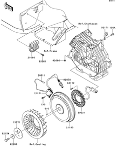 Generator/Ignition Coil Diagram and Parts List for KAF400BEF 2014 Kawasaki Lawn Tractor Accessories