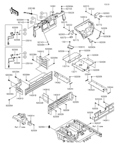 Frame Fittings Diagram and Parts List for KAF620RFF 2015 Kawasaki Lawn Tractor Accessories