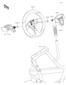 Steering Wheel Diagram and Parts List for KRF800JNFNL 2022 Kawasaki Lawn Tractor Accessories