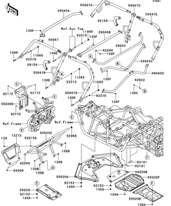 Guards/Cab Frame Diagram and Parts List for KRT750CCF 2012 Kawasaki Lawn Tractor Accessories