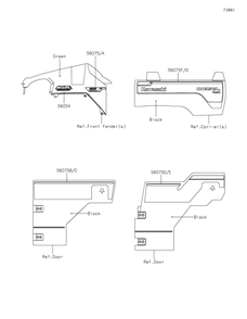 Decals(Green)(Bhf-Bkf) Diagram and Parts List for KAF1000BHF 2017 Kawasaki Lawn Tractor Accessories