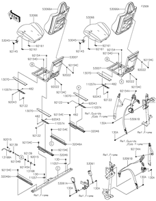 Seat 1 Diagram and Parts List for KRT1000BPFNL 2023 Kawasaki Lawn Tractor Accessories