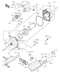 Air Cleaner Diagram and Parts List for KAF1000EGF 2016 Kawasaki Lawn Tractor Accessories