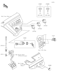 Ignition Switch Diagram and Parts List for KAF1000AMFNN 2021 Kawasaki Lawn Tractor Accessories
