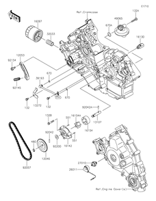 Oil Pump/Oil Filter Diagram and Parts List for KRF800FNFNN 2022 Kawasaki Lawn Tractor Accessories