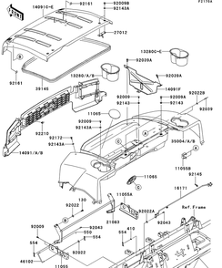 Fenders Diagram and Parts List for KAF950GDF 2013 Kawasaki Lawn Tractor Accessories