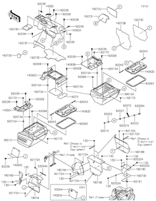 Frame Fittings-Rear Diagram and Parts List for KRF800GKF 2019 Kawasaki Lawn Tractor Accessories
