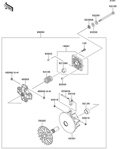 Drive Converter Diagram and Parts List for KAF400AFF 2015 Kawasaki Lawn Tractor Accessories