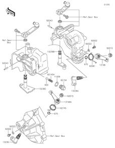 Gear Change Mechanism Diagram and Parts List for KAF620MLF 2020 Kawasaki Lawn Tractor Accessories