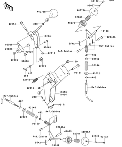Shift Lever Diagram and Parts List for KAF400DEF 2014 Kawasaki Lawn Tractor Accessories