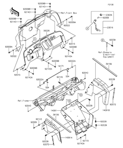 Frame Fittings Diagram and Parts List for KAF400AGF 2016 Kawasaki Lawn Tractor Accessories