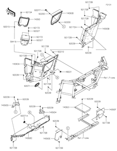 Frame Fittings-Rear Diagram and Parts List for KRF1000ALF 2020 Kawasaki Lawn Tractor Accessories