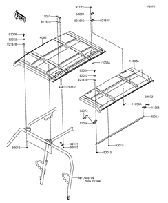 Sun Top Diagram and Parts List for KAF820CHF 2017 Kawasaki Lawn Tractor Accessories