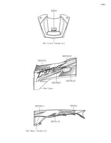 Decals(Green) Diagram and Parts List for KRF1000AMFNL 2021 Kawasaki Lawn Tractor Accessories