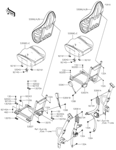 Seat Diagram and Parts List for KRF800JNFNL 2022 Kawasaki Lawn Tractor Accessories