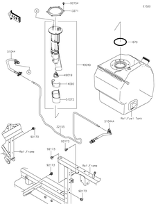 Fuel Pump Diagram and Parts List for KAF820GLF 2020 Kawasaki Lawn Tractor Accessories