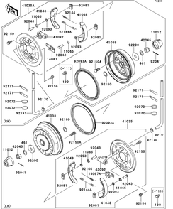 Front Hubs/Brakes Diagram and Parts List for KAF950GDF 2013 Kawasaki Lawn Tractor Accessories