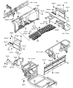 Frame Fittings Diagram and Parts List for KAF820BHF 2017 Kawasaki Lawn Tractor Accessories